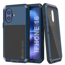 Load image into Gallery viewer, Coque en métal pour iPhone 16, coque blindée de qualité militaire très résistante [résistante aux chocs], coque rigide intégrale [bleu]
