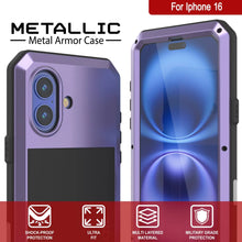 Load image into Gallery viewer, Coque en métal pour iPhone 16, coque blindée de qualité militaire très résistante [résistante aux chocs], coque intégrale rigide [violet]
