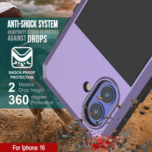 Coque en métal pour iPhone 16, coque blindée de qualité militaire très résistante [résistante aux chocs], coque intégrale rigide [violet]