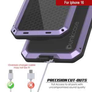 Coque en métal pour iPhone 16, coque blindée de qualité militaire très résistante [résistante aux chocs], coque intégrale rigide [violet]