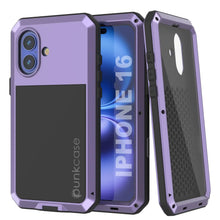 Load image into Gallery viewer, Coque en métal pour iPhone 16, coque blindée de qualité militaire très résistante [résistante aux chocs], coque intégrale rigide [violet]
