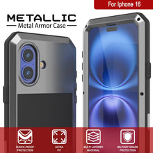 Load image into Gallery viewer, Coque en métal pour iPhone 16, coque blindée de qualité militaire très résistante [résistante aux chocs], coque intégrale rigide [argent]
