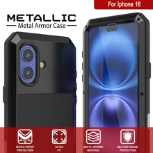 Load image into Gallery viewer, Coque en métal pour iPhone 16, coque blindée de qualité militaire très résistante [résistante aux chocs], coque intégrale rigide [noire]
