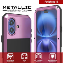 Load image into Gallery viewer, Coque en métal pour iPhone 16, coque blindée de qualité militaire très résistante [résistante aux chocs], coque rigide intégrale [rose]
