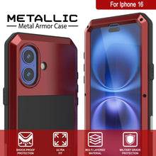 Load image into Gallery viewer, Coque en métal pour iPhone 16, coque blindée de qualité militaire très résistante [résistante aux chocs], coque intégrale rigide [rouge]
