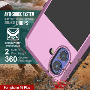 Coque en métal pour iPhone 16 Plus, coque blindée de qualité militaire très résistante [résistante aux chocs], coque intégrale rigide [rose]