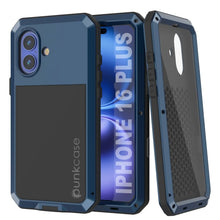 Charger l&#39;image dans la galerie, Coque en métal pour iPhone 16 Plus, coque blindée de qualité militaire très résistante [résistante aux chocs], coque intégrale rigide [bleu]
