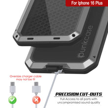 Charger l&#39;image dans la galerie, Coque en métal pour iPhone 16 Plus, coque blindée de qualité militaire très résistante [résistante aux chocs] Coque intégrale rigide [argent]
