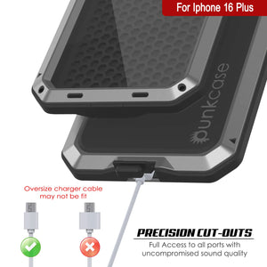 Coque en métal pour iPhone 16 Plus, coque blindée de qualité militaire très résistante [résistante aux chocs] Coque intégrale rigide [argent]