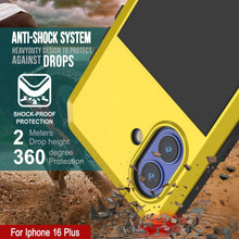 Charger l&#39;image dans la galerie, Coque en métal pour iPhone 16 Plus, coque blindée de qualité militaire très résistante [résistante aux chocs], coque intégrale rigide [jaune]
