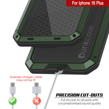 Charger l&#39;image dans la galerie, Coque en métal pour iPhone 16 Plus, coque blindée de qualité militaire très résistante [résistante aux chocs], coque intégrale rigide [vert foncé]
