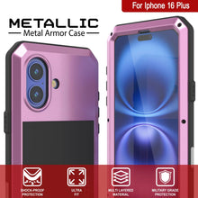 Charger l&#39;image dans la galerie, Coque en métal pour iPhone 16 Plus, coque blindée de qualité militaire très résistante [résistante aux chocs], coque intégrale rigide [rose]
