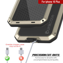 Charger l&#39;image dans la galerie, Coque en métal pour iPhone 16 Plus, coque blindée de qualité militaire très résistante [résistante aux chocs] Coque intégrale rigide [dorée]
