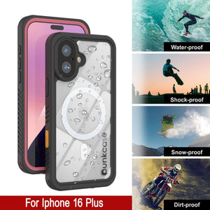 Coque étanche pour iPhone 16 Plus, Punkcase [Extreme Mag Series] Armor Cover avec protecteur d'écran intégré [Rose]