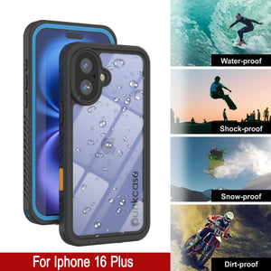 Coque étanche pour iPhone 16 Plus, Punkcase [Extreme Series] Armor Cover avec protecteur d'écran intégré [Bleu clair]