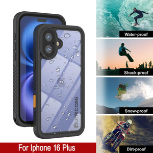 Coque étanche pour iPhone 16 Plus, Punkcase [Extreme Series] Armor Cover avec protecteur d'écran intégré [Noir]