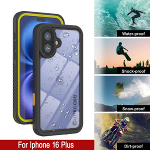 Coque étanche pour iPhone 16 Plus, Punkcase [Extreme Series] Armor Cover avec protecteur d'écran intégré [Jaune]