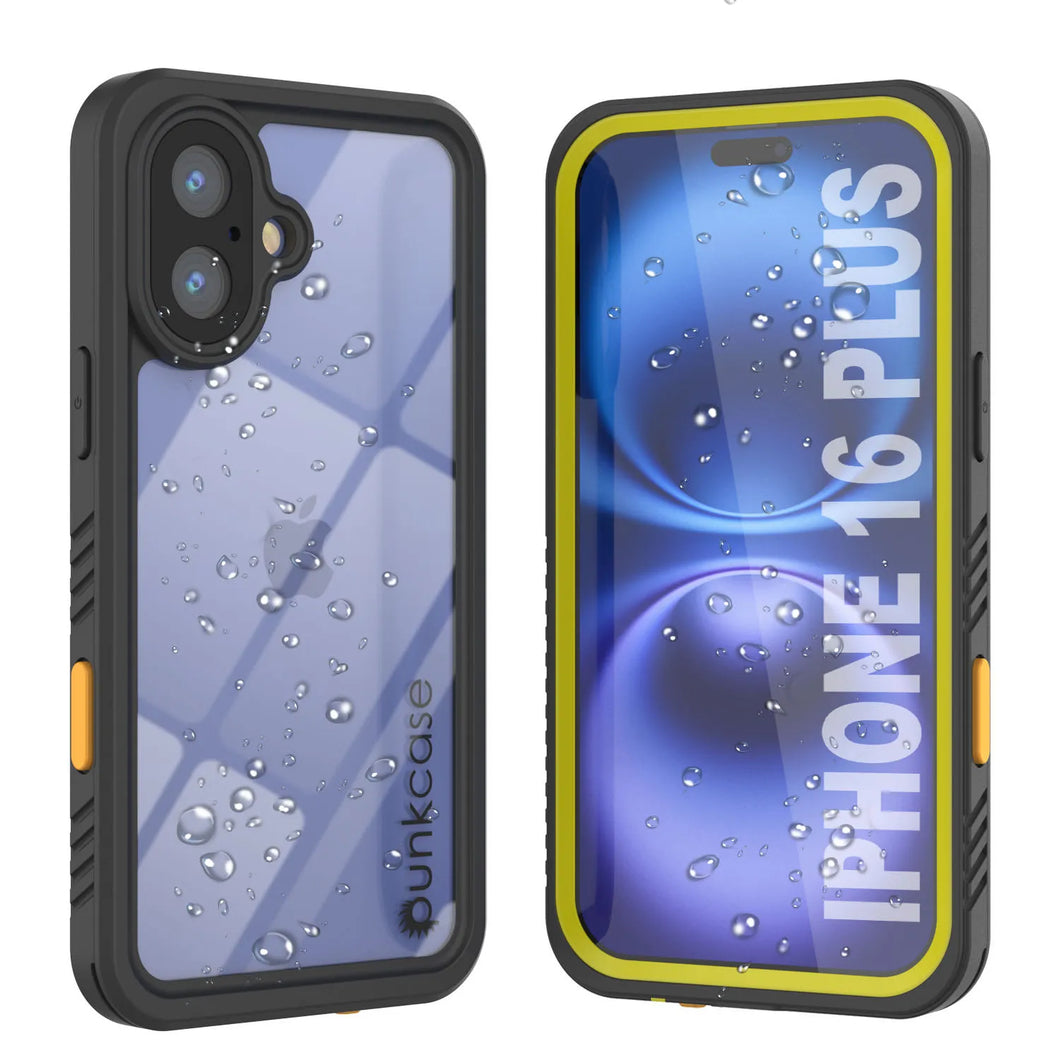 Coque étanche pour iPhone 16 Plus, Punkcase [Extreme Series] Armor Cover avec protecteur d'écran intégré [Jaune]