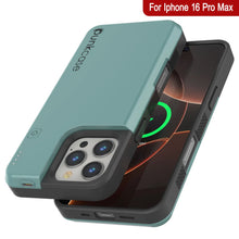 Charger l&#39;image dans la galerie, Coque de batterie pour iPhone 16 Pro Max, PunkJuice 8000mAH Chargeur rapide MagSafe Power Bank avec protecteur d&#39;écran | [Teal]
