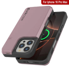 Charger l&#39;image dans la galerie, Coque de batterie pour iPhone 16 Pro Max, PunkJuice 8000mAH Chargeur rapide MagSafe Power Bank avec protecteur d&#39;écran | [Rose-Or]
