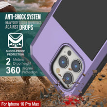 Load image into Gallery viewer, Coque en métal pour iPhone 16 Pro Max, coque blindée de qualité militaire très résistante [résistante aux chocs], coque intégrale rigide [violet]
