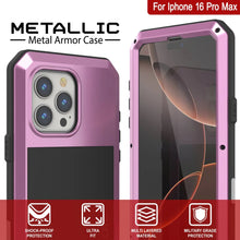 Load image into Gallery viewer, Coque en métal pour iPhone 16 Pro Max, coque blindée de qualité militaire très résistante [résistante aux chocs], coque intégrale rigide [rose]
