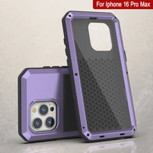 Load image into Gallery viewer, Coque en métal pour iPhone 16 Pro Max, coque blindée de qualité militaire très résistante [résistante aux chocs], coque intégrale rigide [violet]
