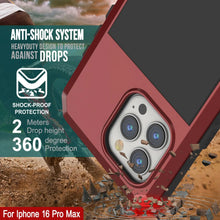 Load image into Gallery viewer, Coque en métal pour iPhone 16 Pro Max, coque blindée de qualité militaire très résistante [résistante aux chocs] Coque intégrale rigide [rouge]
