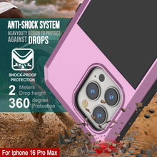 Load image into Gallery viewer, Coque en métal pour iPhone 16 Pro Max, coque blindée de qualité militaire très résistante [résistante aux chocs], coque intégrale rigide [rose]
