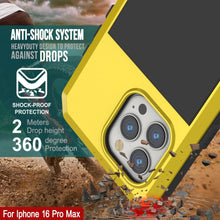 Load image into Gallery viewer, Coque en métal pour iPhone 16 Pro Max, coque blindée de qualité militaire très résistante [résistante aux chocs], coque intégrale rigide [jaune]
