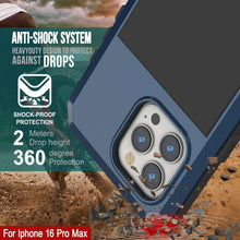 Load image into Gallery viewer, Coque en métal pour iPhone 16 Pro Max, coque blindée de qualité militaire très résistante [résistante aux chocs] Coque intégrale rigide [Bleu]
