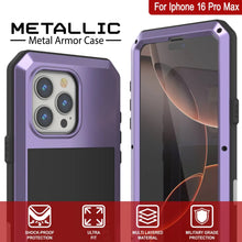 Load image into Gallery viewer, Coque en métal pour iPhone 16 Pro Max, coque blindée de qualité militaire très résistante [résistante aux chocs], coque intégrale rigide [violet]
