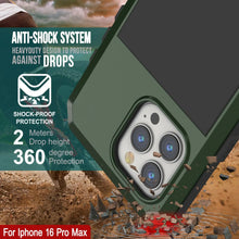 Load image into Gallery viewer, Coque en métal pour iPhone 16 Pro Max, coque blindée de qualité militaire très résistante [résistante aux chocs] Coque intégrale rigide [vert foncé]
