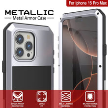 Load image into Gallery viewer, Coque en métal pour iPhone 16 Pro Max, coque blindée de qualité militaire très résistante [résistante aux chocs] Coque intégrale rigide [blanc]
