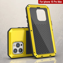 Load image into Gallery viewer, Coque en métal pour iPhone 16 Pro Max, coque blindée de qualité militaire très résistante [résistante aux chocs], coque intégrale rigide [jaune]
