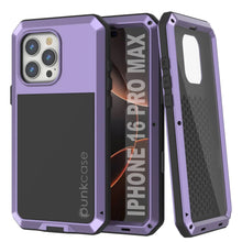 Load image into Gallery viewer, Coque en métal pour iPhone 16 Pro Max, coque blindée de qualité militaire très résistante [résistante aux chocs], coque intégrale rigide [violet]
