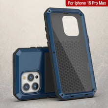 Load image into Gallery viewer, Coque en métal pour iPhone 16 Pro Max, coque blindée de qualité militaire très résistante [résistante aux chocs] Coque intégrale rigide [Bleu]
