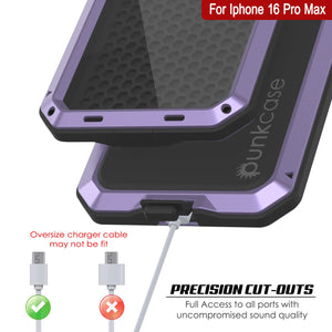 Coque en métal pour iPhone 16 Pro Max, coque blindée de qualité militaire très résistante [résistante aux chocs], coque intégrale rigide [violet]