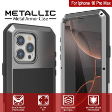 Load image into Gallery viewer, Coque en métal pour iPhone 16 Pro Max, coque blindée de qualité militaire très résistante [résistante aux chocs] Coque intégrale rigide [argent]
