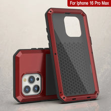 Load image into Gallery viewer, Coque en métal pour iPhone 16 Pro Max, coque blindée de qualité militaire très résistante [résistante aux chocs] Coque intégrale rigide [rouge]
