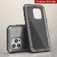 Load image into Gallery viewer, Coque en métal pour iPhone 16 Pro Max, coque blindée de qualité militaire très résistante [résistante aux chocs] Coque intégrale rigide [argent]
