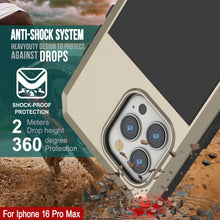 Load image into Gallery viewer, Coque en métal pour iPhone 16 Pro Max, coque blindée de qualité militaire très résistante [résistante aux chocs] Coque intégrale rigide [dorée]
