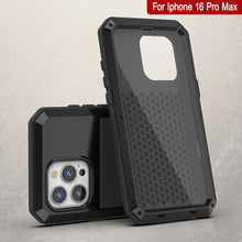 Load image into Gallery viewer, Coque en métal pour iPhone 16 Pro Max, coque blindée de qualité militaire robuste [résistante aux chocs] Coque intégrale rigide [noir]
