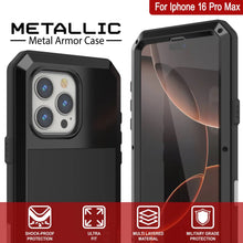 Load image into Gallery viewer, Coque en métal pour iPhone 16 Pro Max, coque blindée de qualité militaire robuste [résistante aux chocs] Coque intégrale rigide [noir]
