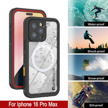 Load image into Gallery viewer, Coque étanche pour iPhone 16 Pro Max, Punkcase [Extreme Mag Series] Armor Cover avec protecteur d&#39;écran intégré [Rouge]
