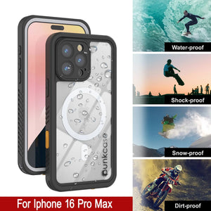 Coque étanche pour iPhone 16 Pro Max, Punkcase [Extreme Mag Series] Armor Cover avec protecteur d'écran intégré [Blanc]