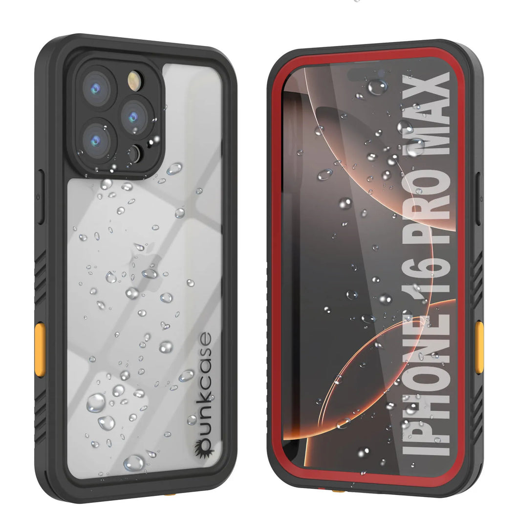 Coque étanche pour iPhone 16 Pro Max, Punkcase [Extreme Series] Armor Cover avec protecteur d'écran intégré [Rouge]