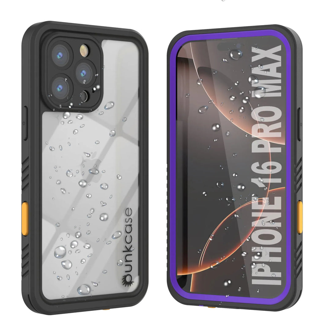 Coque étanche pour iPhone 16 Pro Max, Punkcase [Extreme Series] Armor Cover avec protecteur d'écran intégré [Violet]