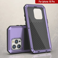 Charger l&#39;image dans la galerie, Coque en métal pour iPhone 16 Pro, coque blindée de qualité militaire robuste [résistante aux chocs], coque intégrale rigide [violet]
