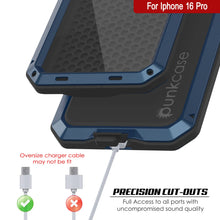 Charger l&#39;image dans la galerie, Coque en métal pour iPhone 16 Pro, coque blindée de qualité militaire robuste [résistante aux chocs] Coque intégrale rigide [Bleu]
